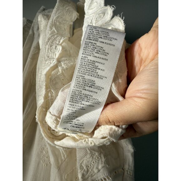 Free People Daylight Crochet Embroidered Mini Babydoll Dress Ivory Coquette M - Picture 8 of 13